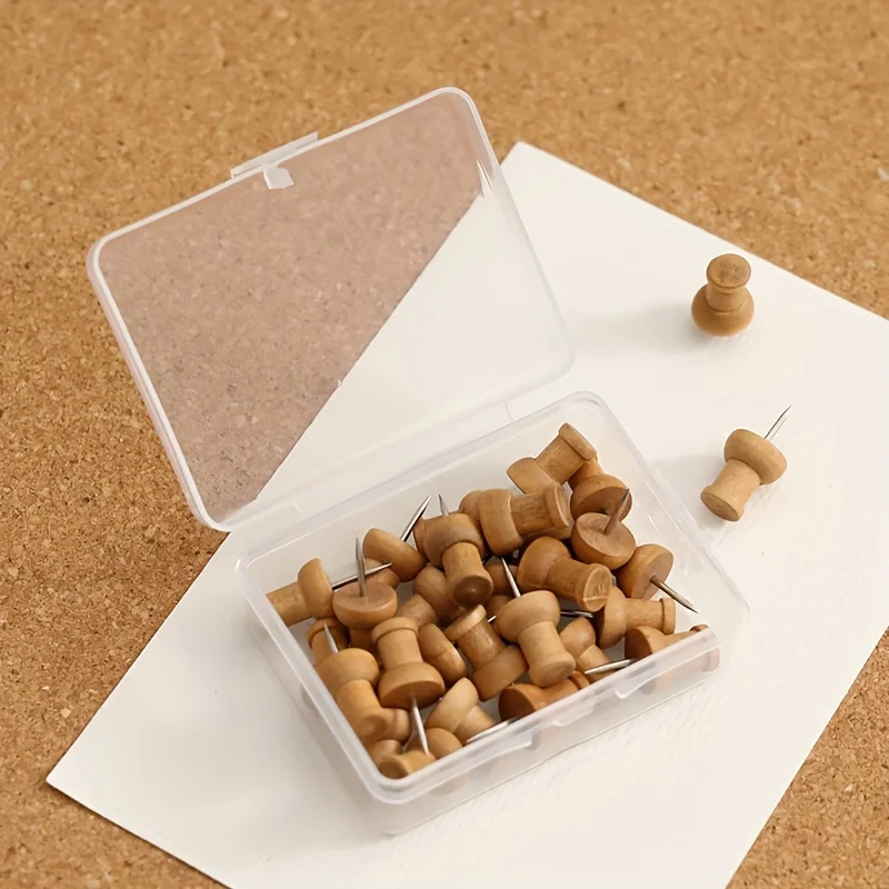 Creative Wooden Thumbtacks Set (10 Pcs Mixed) - Decorative Educational Tools for Cork Board Felt Board, DIY Craft Photo Map