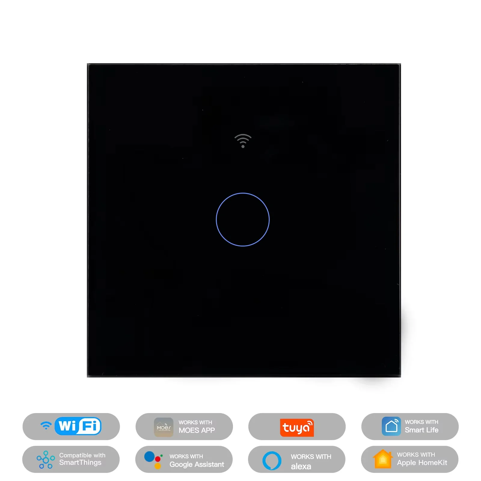 MOES Matter Tuya WiFi slimme lichtschakelaar Glas Touch Control Brandwerende neutrale draad vereist met Alexa Google Home HomeKit