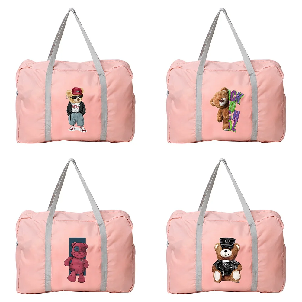 

Handheld Travel Bag Lightweight Large Capacity Essential for Holiday Outings Bear Pattern Printing Series Travel Accessories