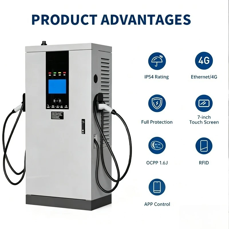Custom Commercial DC Fast Charging Station CCS1 CCS2 GBT CHAdeMO Dual Gun Quick EV Charger For Electric Vehicle