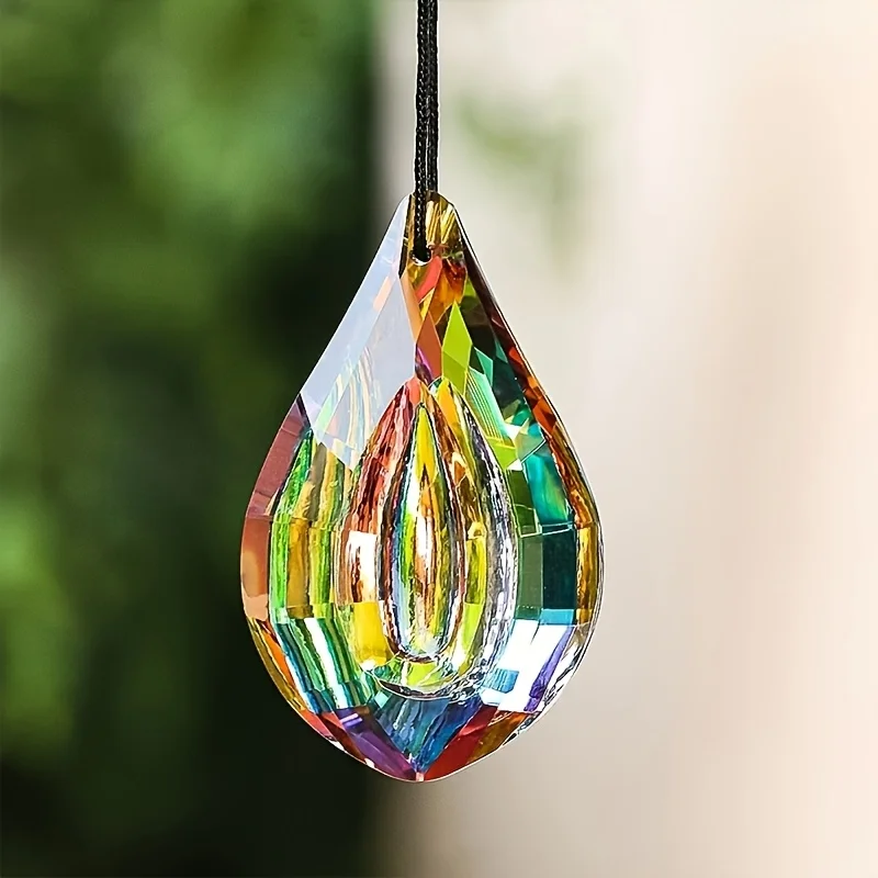 Teardrop Crystal Sun Catcher Prism, Rainbow Maker Hanging Ornament for Summer Window, Garden & Patio Decor, Perfect Gift