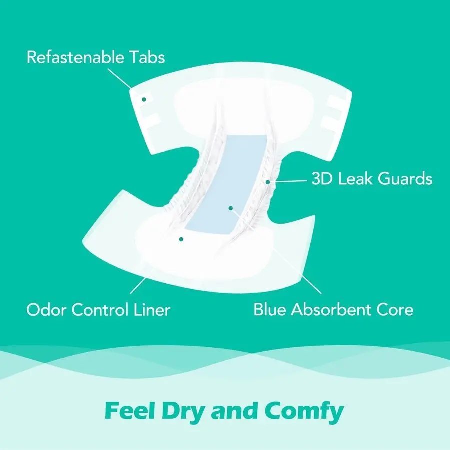 TrustPlus Adult Diapers with Maximum Absorbency, Unisex Disposable Incontinence Briefs with Tabs for Men and Women, Odor Control