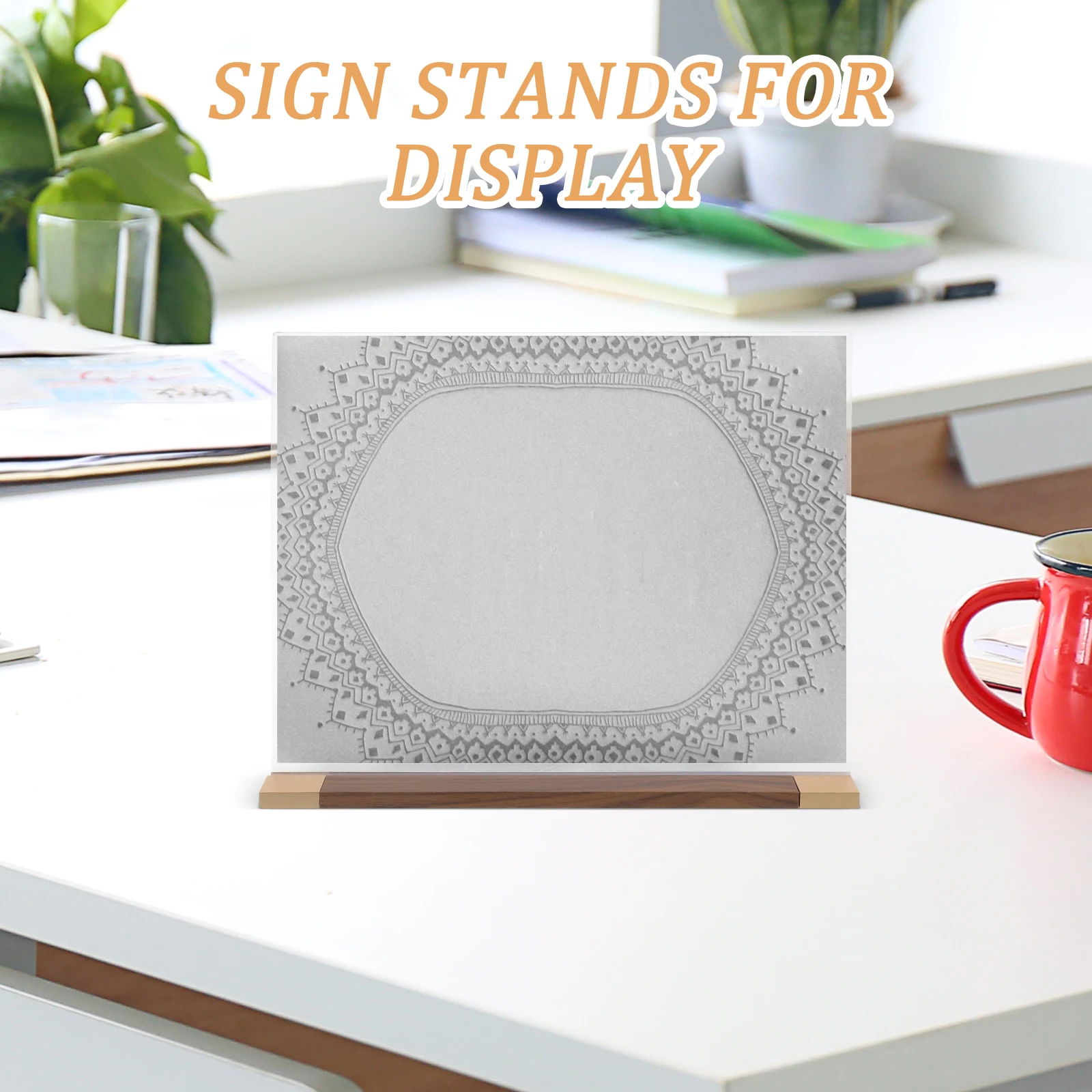 

Desk Name Plate Holder Card Display Stand Merchandise Sign Menu Acrylic Paper Poster