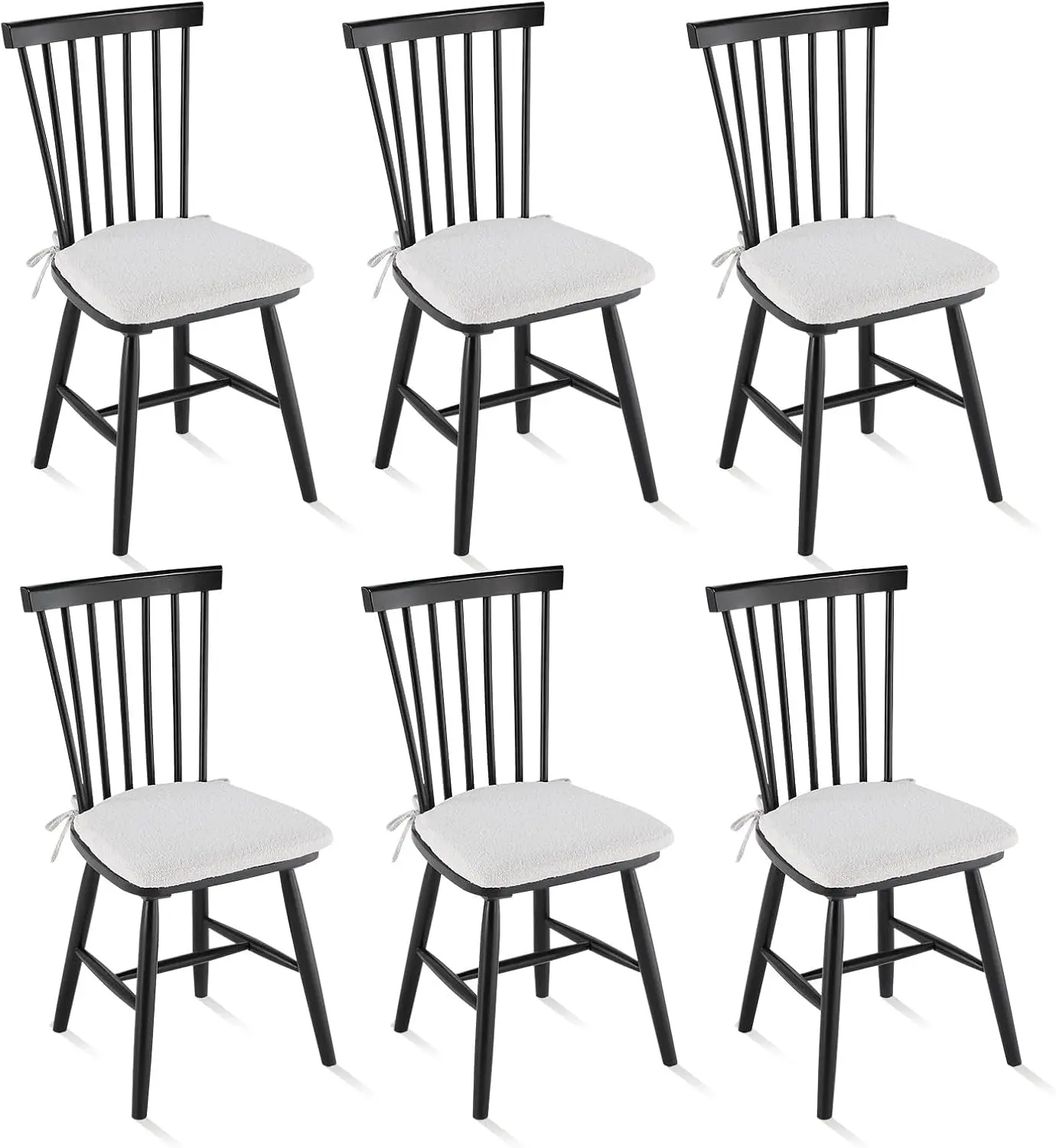 Colamy Windsor Dining Chairs Set Of 6, Kitchen Chairs With Spindle Back, Farmhouse Wood Dining Chairs For Dining