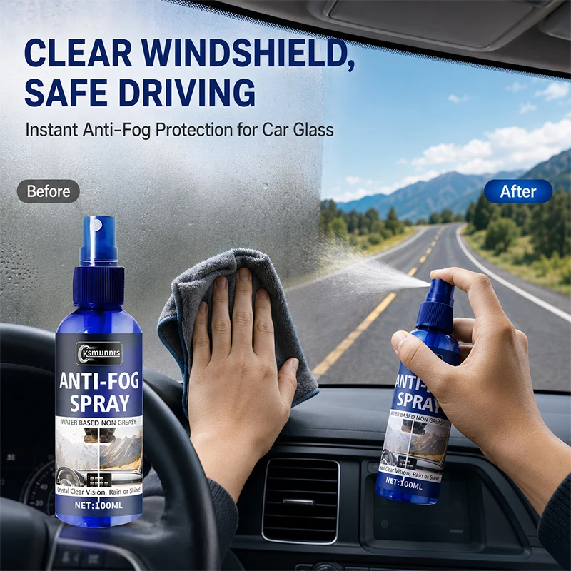 100ml Car Glass Anti-Rain Spray, Hydrophobic Nano Coating Waterproof Cleaner for Windshield, Rearview Mirrors and Car Windows