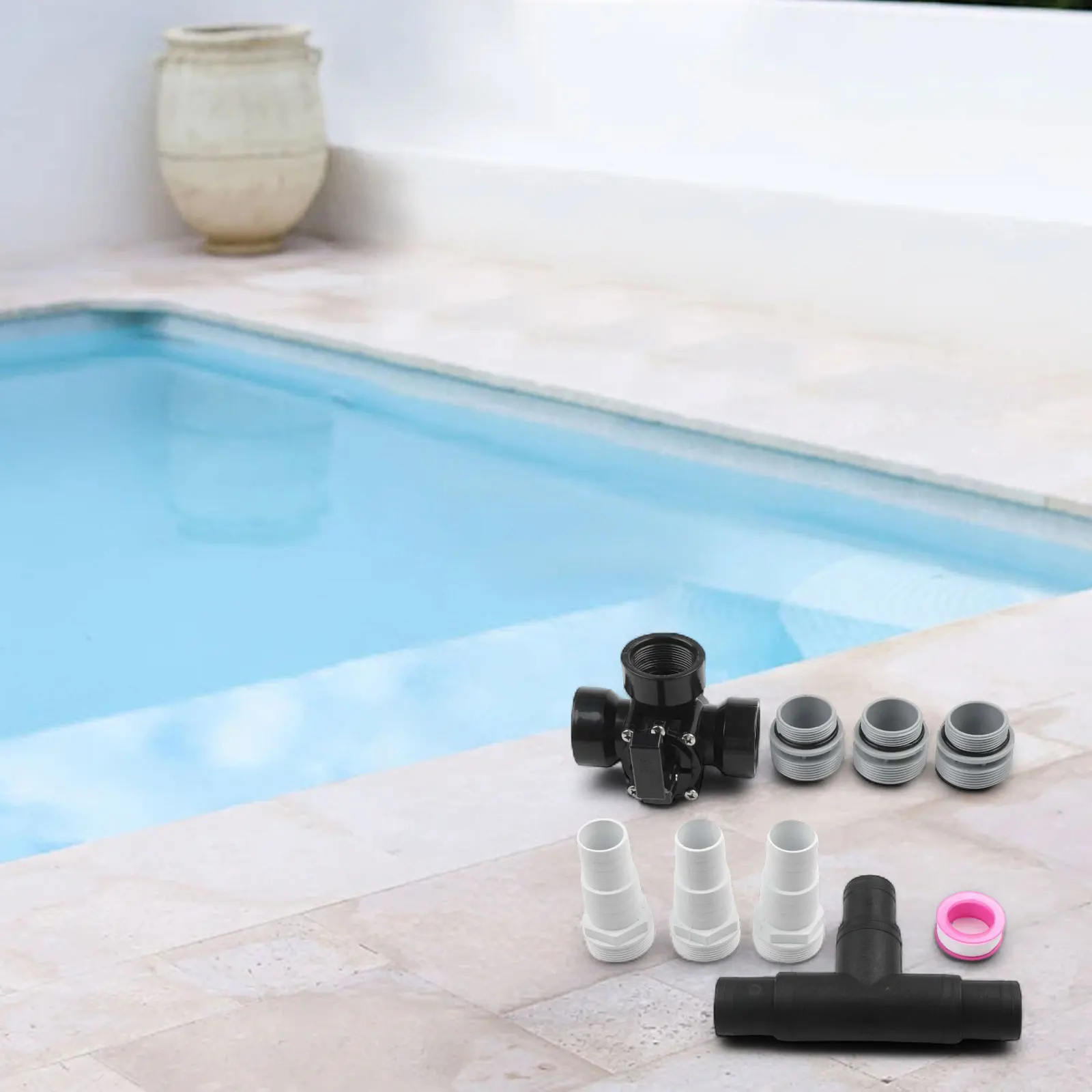 

1,5-дюймовый 3-ходовой клапан для бассейна с долговечными резиновыми уплотнительными кольцами, регулируемой функцией остановки и удобной заменой