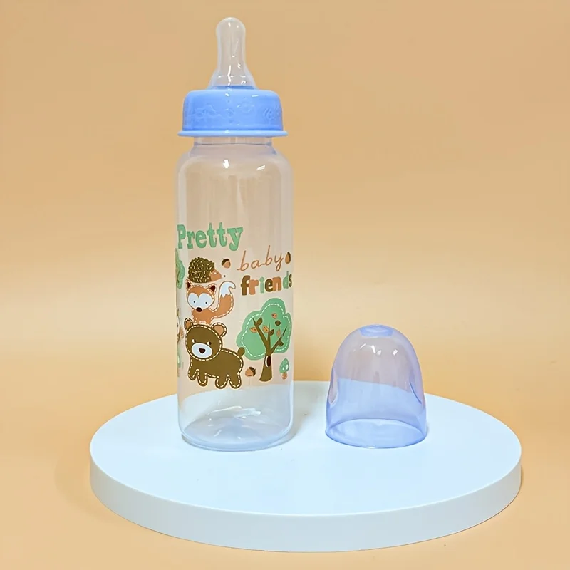 

250ml Cartoon Baby Feeding Bottle, 250mL Breastmilk/Water/Formula Supplement Bottle for Infants Toddlers