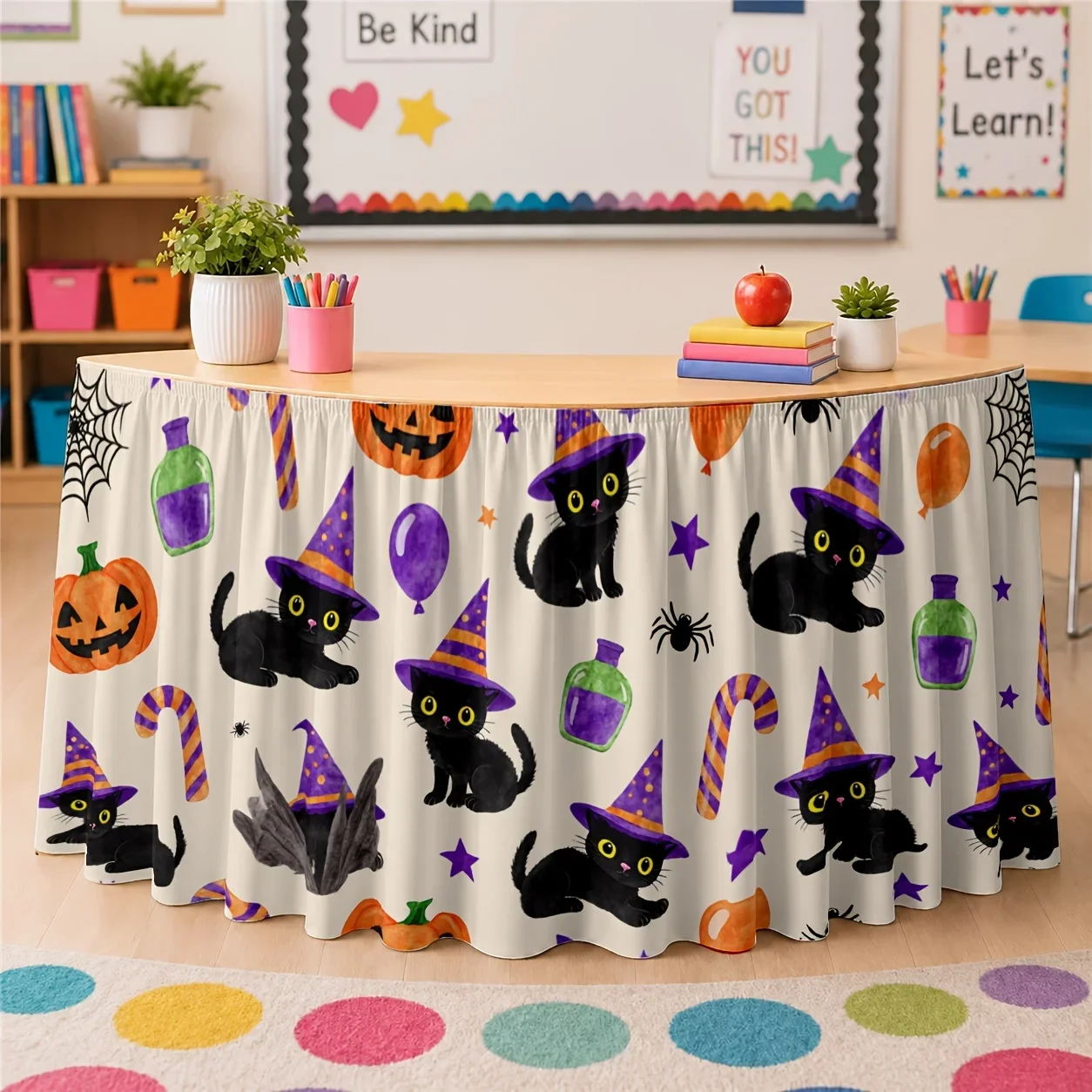 Halloween theme black cat witch hat pumpkin candy cane star balloon