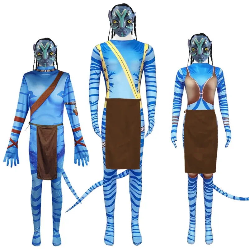 Combinaison intégrale Avatar Neytiri Deluxe pour enfants et adultes, coupe Jake, masque, carnaval, film, garçon, fille