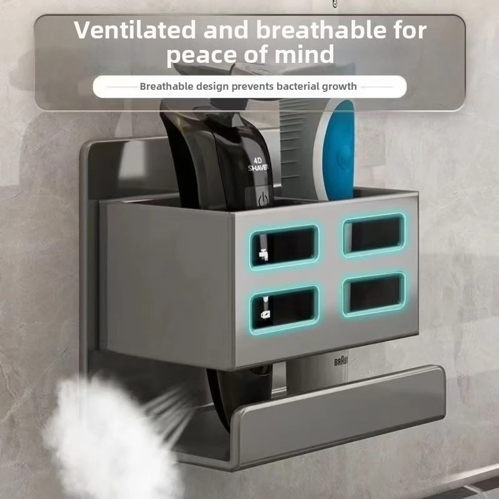 Wall-mounted Toothbrush Razor Storage Rack Space-saving Hollow-out Washstand Organizer Punch-free Toothpaste Comb Storage Tube