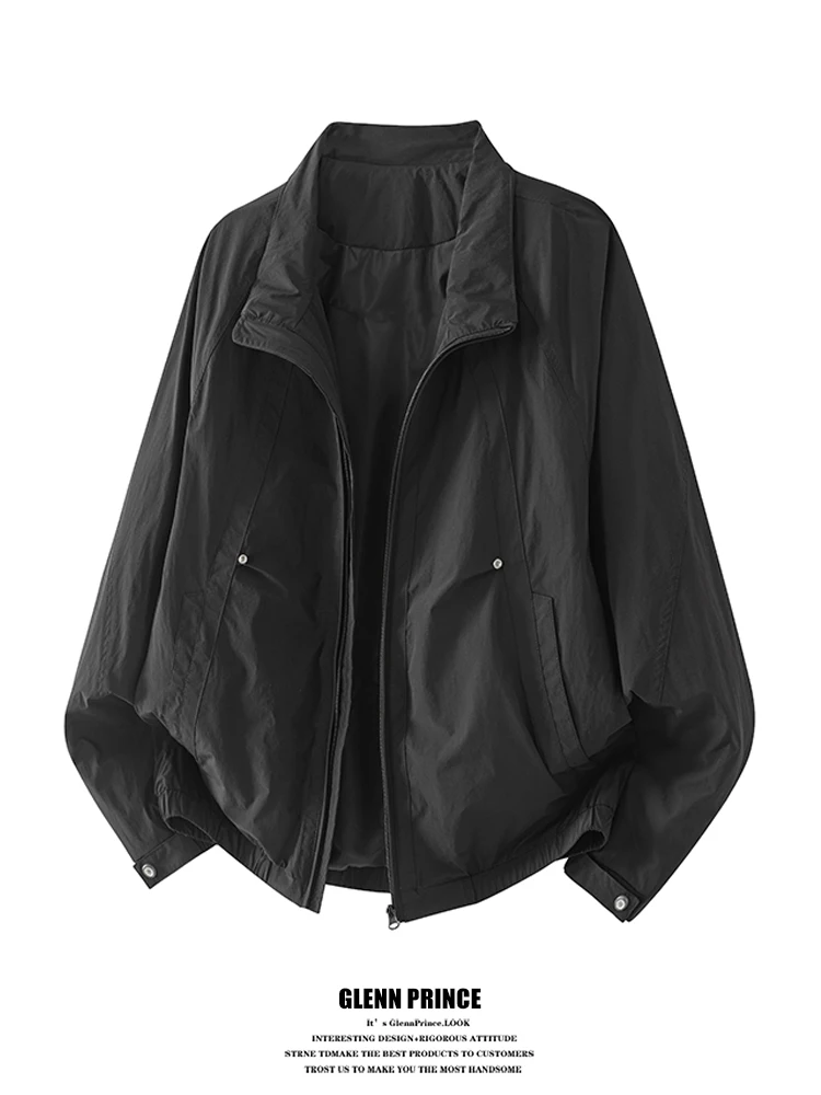 

GPstudio American Sle Thin Pure Color Stand Collar Pilot Jaet Men's Spring Autumn Outdoor Commuting Windproof Coat