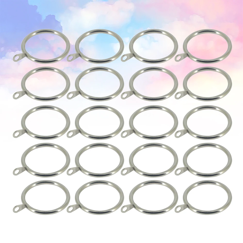 

20Pcs Metal Curtain Rings Strong Iron Hooks for Changing Room Kitchen Smooth Glide 37mm Silver Hanging Rings