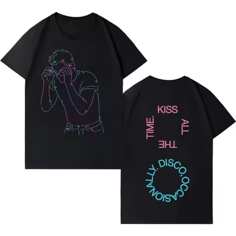 Singer Harry Styles Kiss All The Time Disco Occasionally 2026 Manga pure Cotton T Shirt Men's Womens Fashion Casual Tshirt