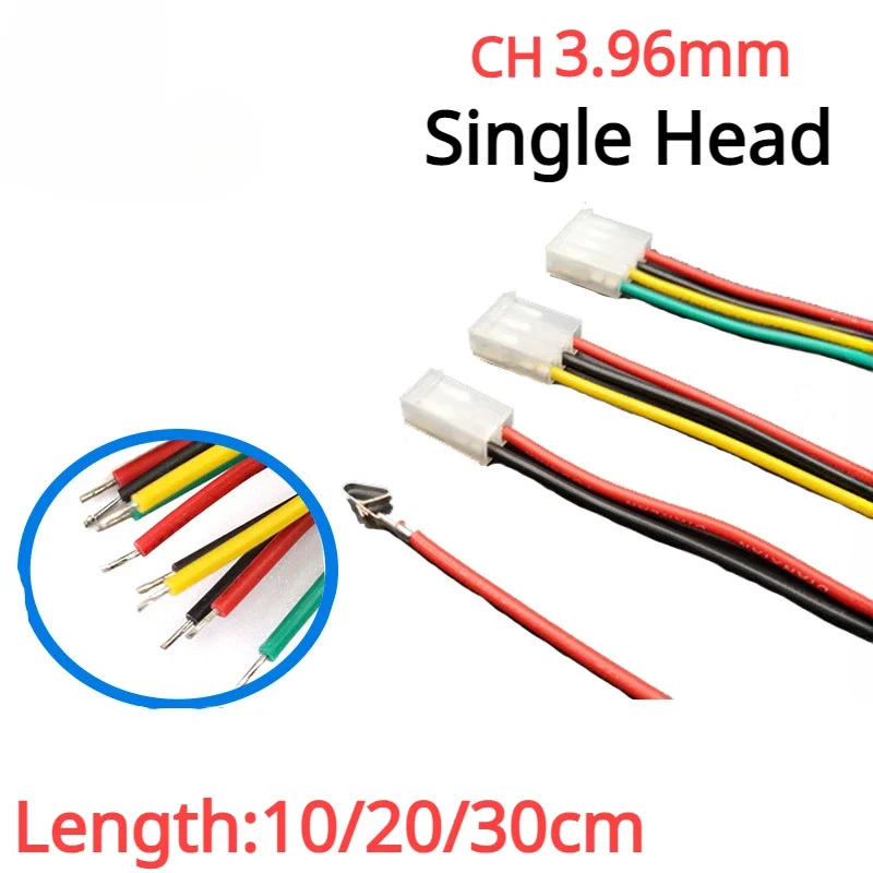 5Pcs/lot CH3.96mm 2/3/4/5/6/7/8/9/10 Pin 3.96mm Female Housing Plug Connector with Wire 22AWG 10-30cm Single Head Tinned Cable