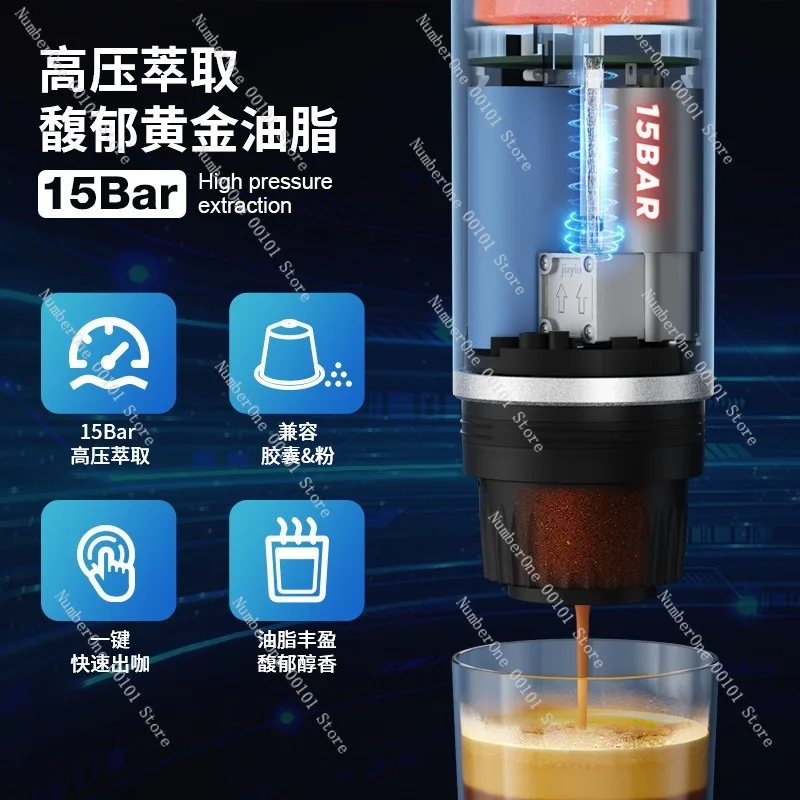 Portable Capsule Coffee Machine,Handheld Espresso Maker Travel,Coffee Powder&Capsule Compatible,Quick Brewing Mini Coffee Device