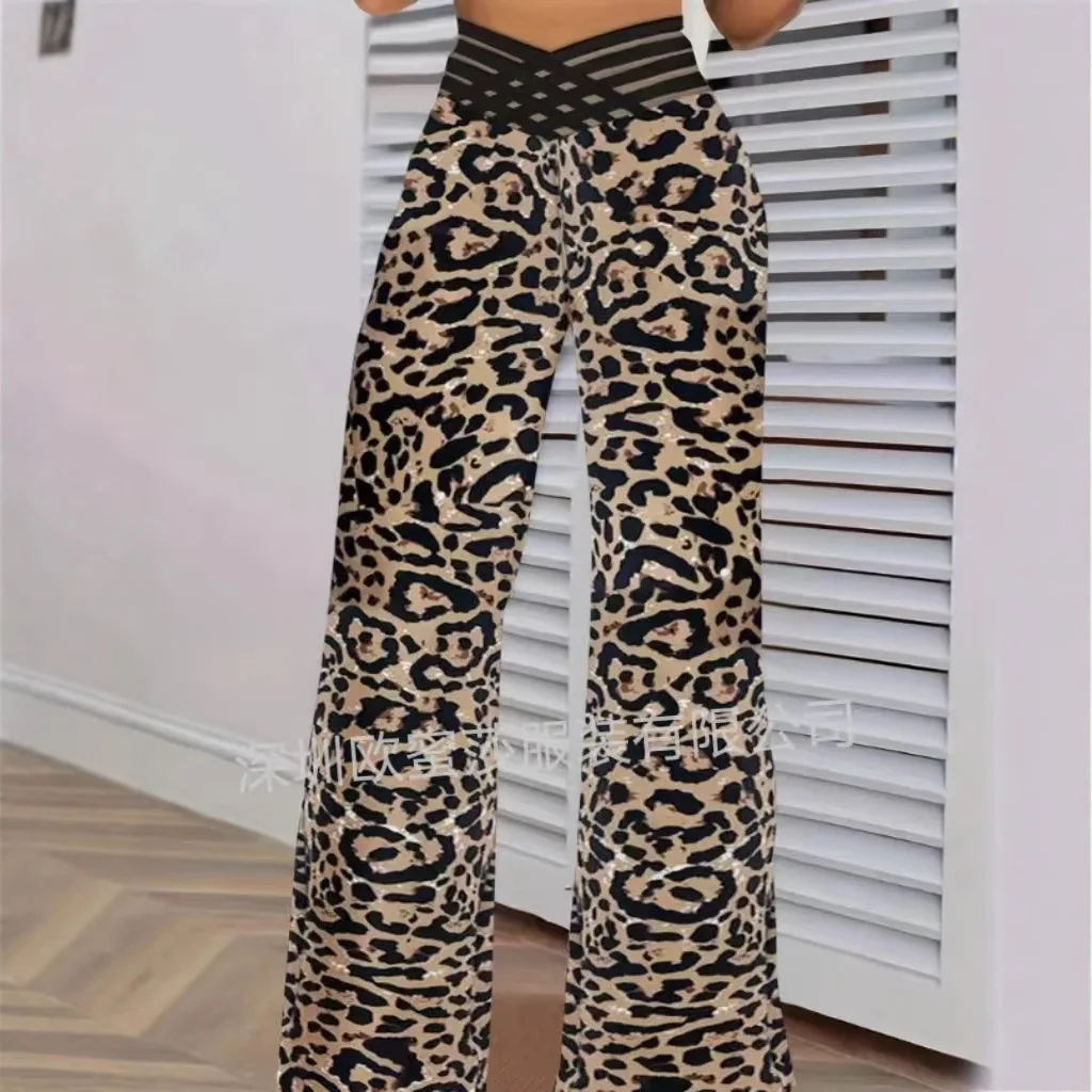 

Hollow Belt Trousers Temperament Commuter Micro-pull Pants High Waist Casual Wide Leg Pants 2025 European American Clothing