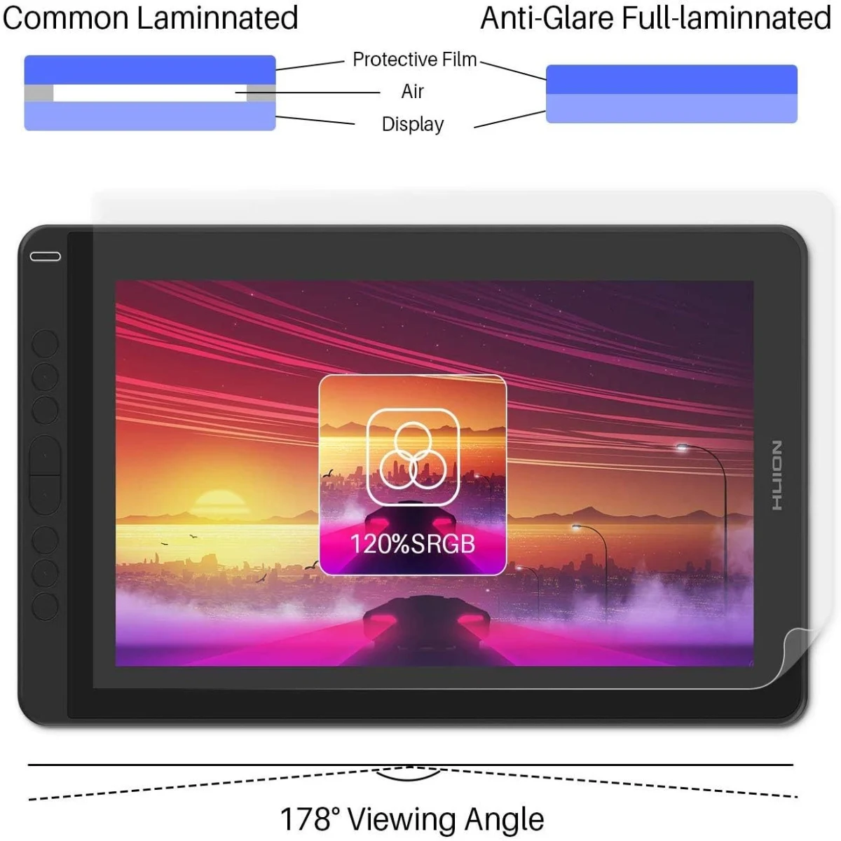 HUION Kamvas 13 Graphic Tablet Monitor 120%sRGB Battery-Free Pen Display Drawing Monitor 8192 Levels Pen with Express Keys Gamut