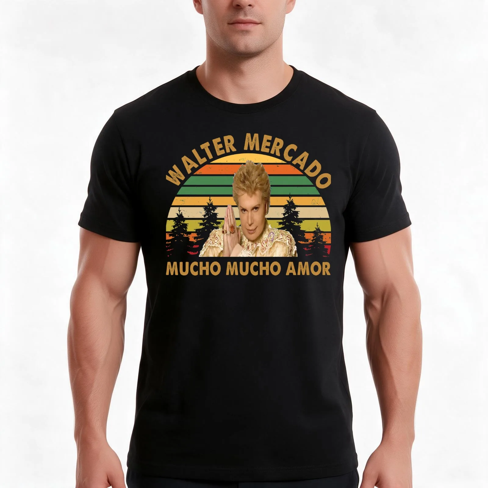 Walter Mercado Mucho Mucho Amor T-Shirt Summer Casual Cotton Tee Oversized Streetwear Tops Vintage Graphic Print 100% Cotton