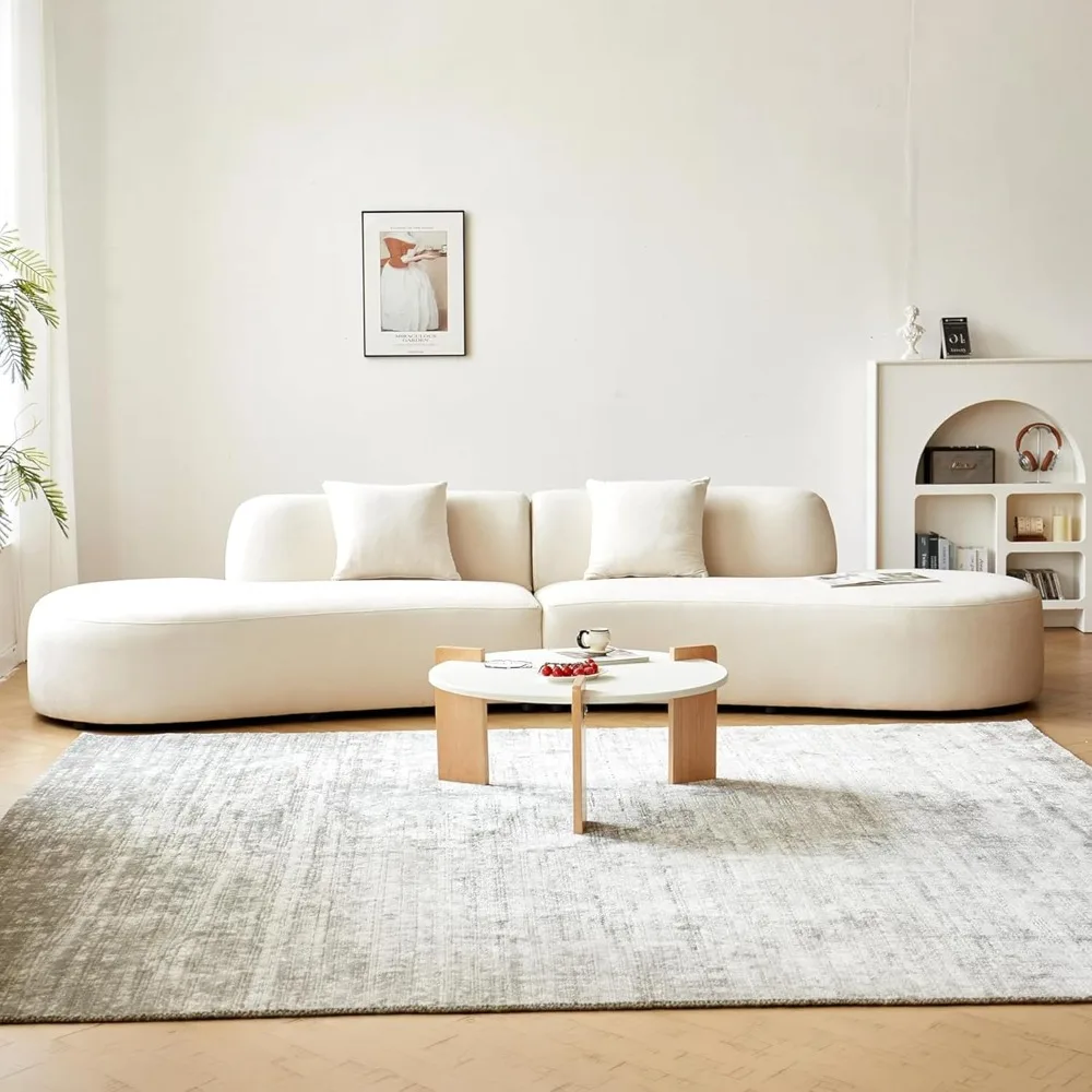 132-Inch Curved Velvet Sofa 6