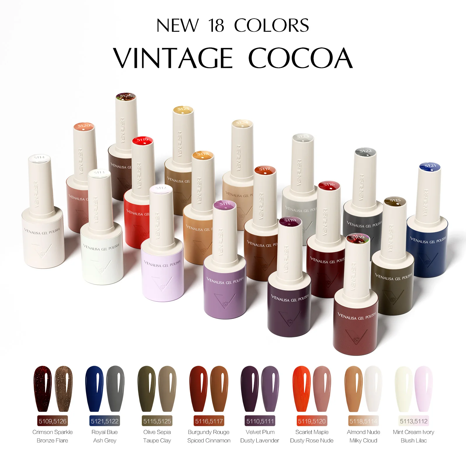 VENALISA 18 Colors Nude Brown Winter Autumn 10ml Gel Nail Polish Soak Off UV LED Lacquer Long Lasting Manicure DIY Nail Art
