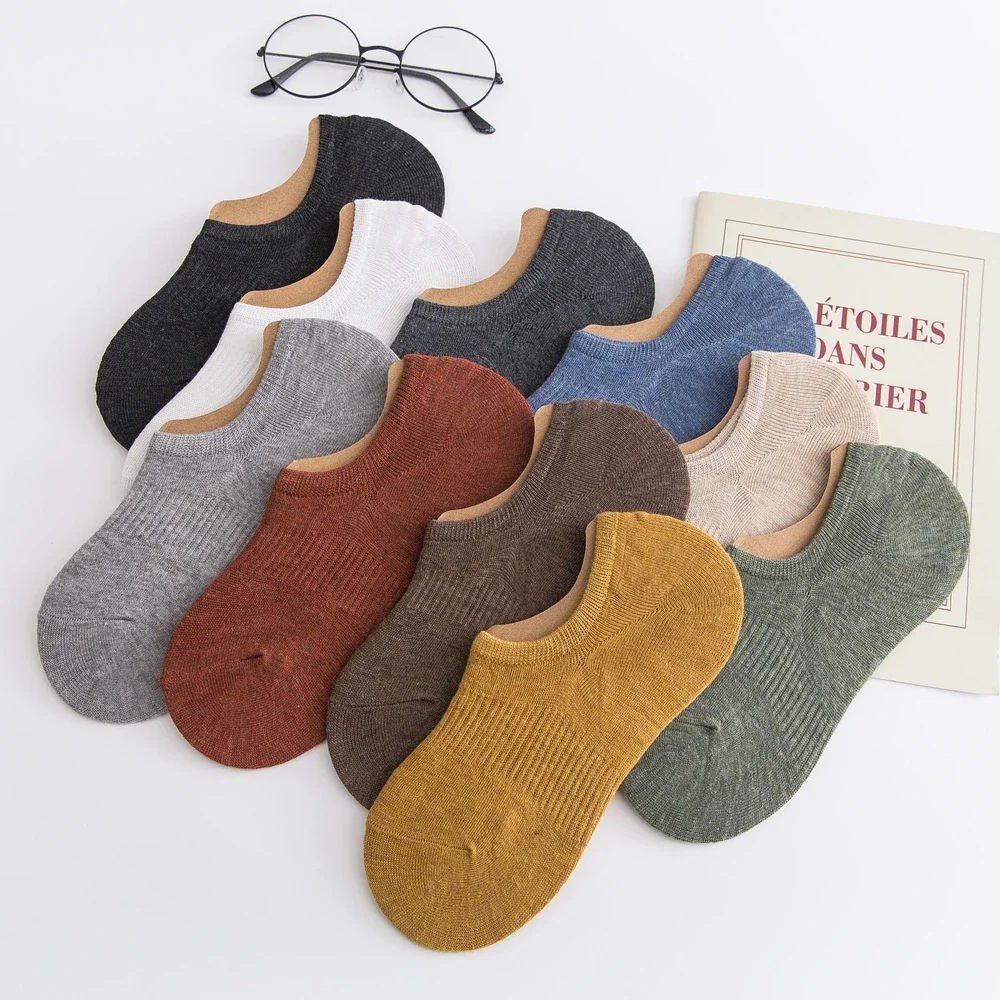 10 Pairs Unisex No-show Socks Women Men Low Cut Slipper Invisible Socks Summer Thin Cotton Short Socks