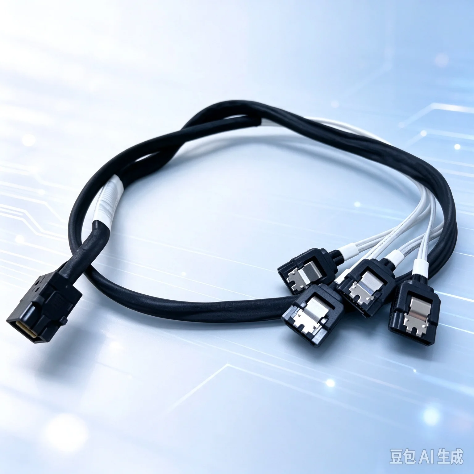 Dual For Reverse 4 To 1 MiniSAS HD Data Cable 4SATA To SFF-8643 Backplane 12G Used