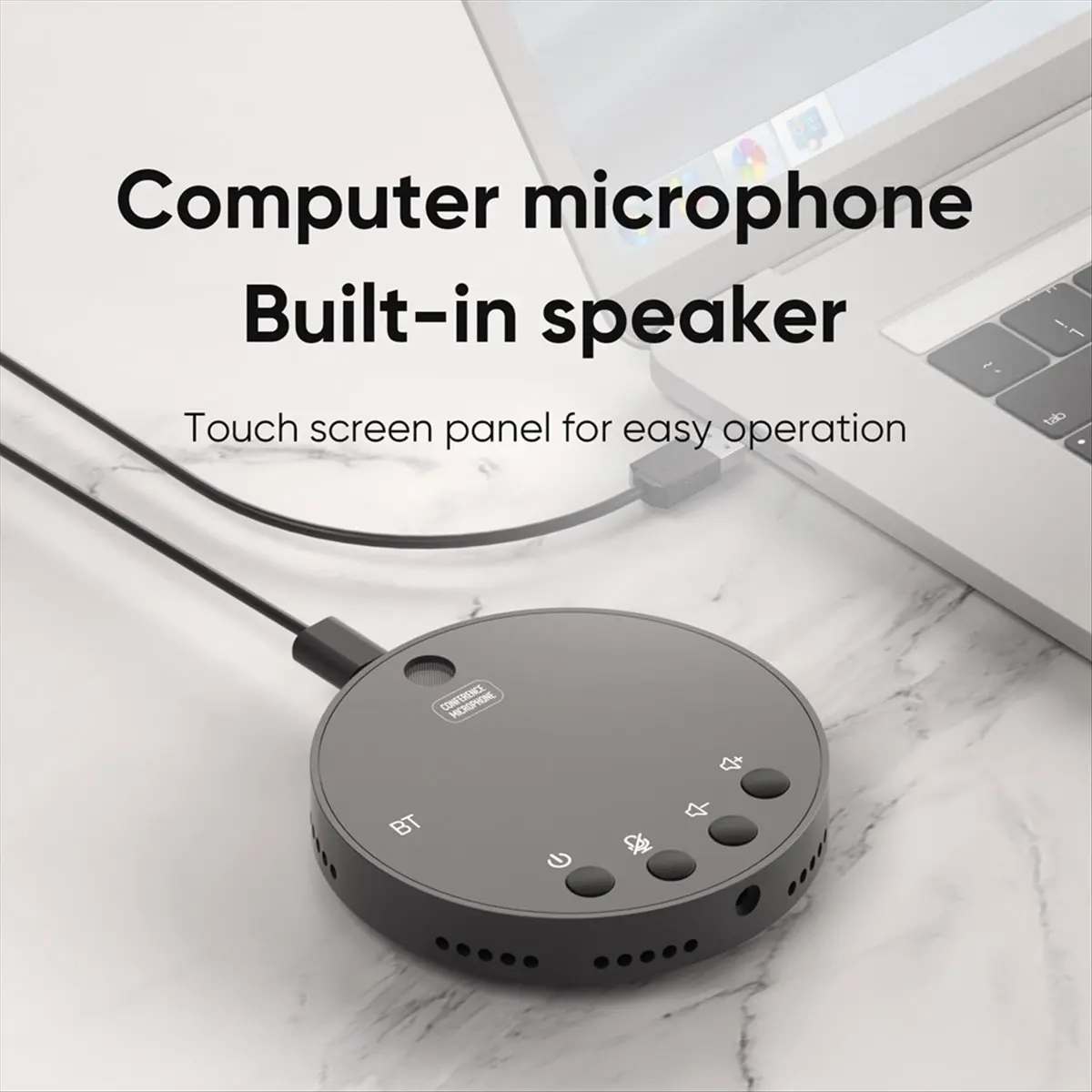 A14G Desktop Conference Speakerphone BT Microphone 360° Omnidirectional Condenser Plug and Play PC Computer Mic with Speaker