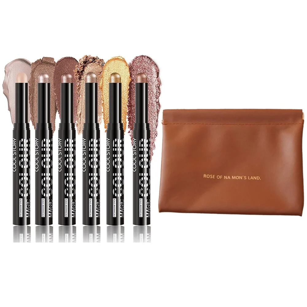 

Shimmer Glitter Eye Shadow Stick Set Easy To Color Long Lasting Eyeshadow Pencil Waterproof Face Highlight Pearlescent Eyeshadow