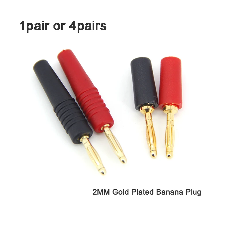 2MM Gold Plated Banana Plug socket Electrical Connector Adaptor Black/Red for Test Probes Instrument Meter A7