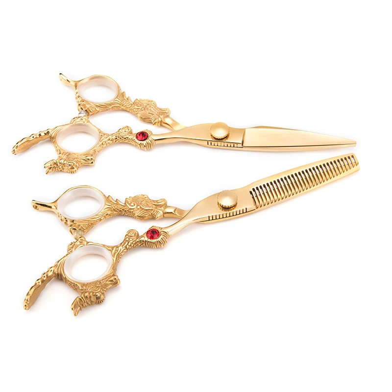 Wholesale Professional Barber Thinning Barber Gold Gem Master Hairdressing Scissors Set