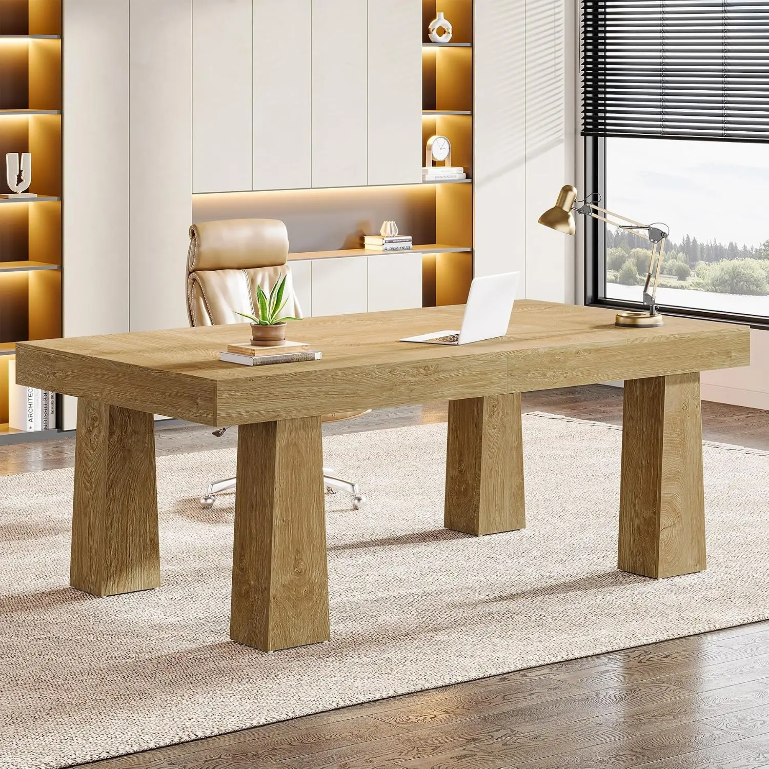 63-Inch Executive Desk Modern Simple Home Office Heavy Duty Tapered Legs Spacious Workstation Industrial Table, Customized