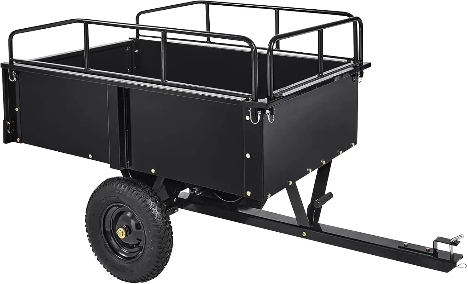 

900 Lbs Steel Garden Cart Heavy Duty Garden Wagon Cart Pullable on Wheels Metal Yard Utility Wagon Carts All Terrain Tires & Dua
