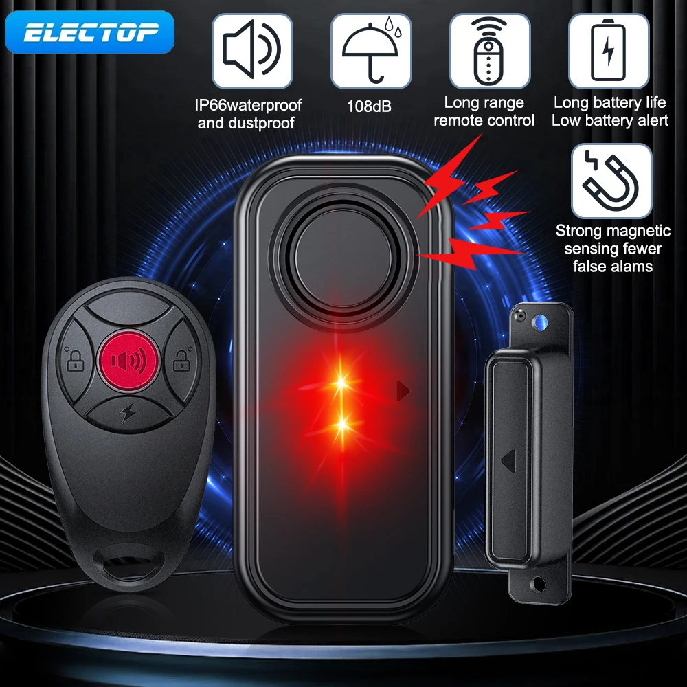 Alarma de ventana de puerta Electop con sonido fuerte de 108dB alarma de puerta antirrobo para niños alarmas de piscina de ventana de seguridad para el hogar