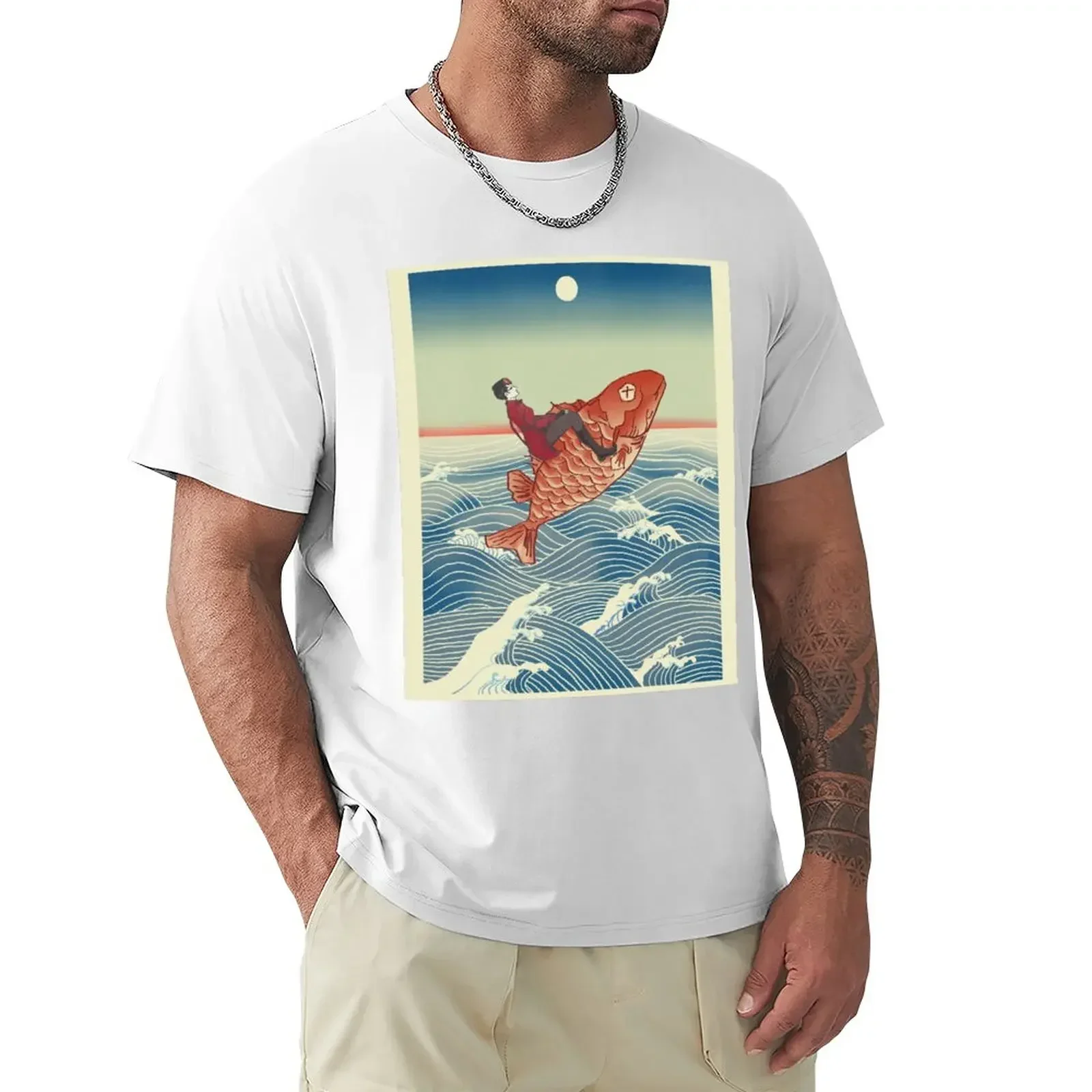 Tannis Rides the Fish T-Shirt blanks anime men graphic t shirts sublime oversizeds customs mens vintage t shirts