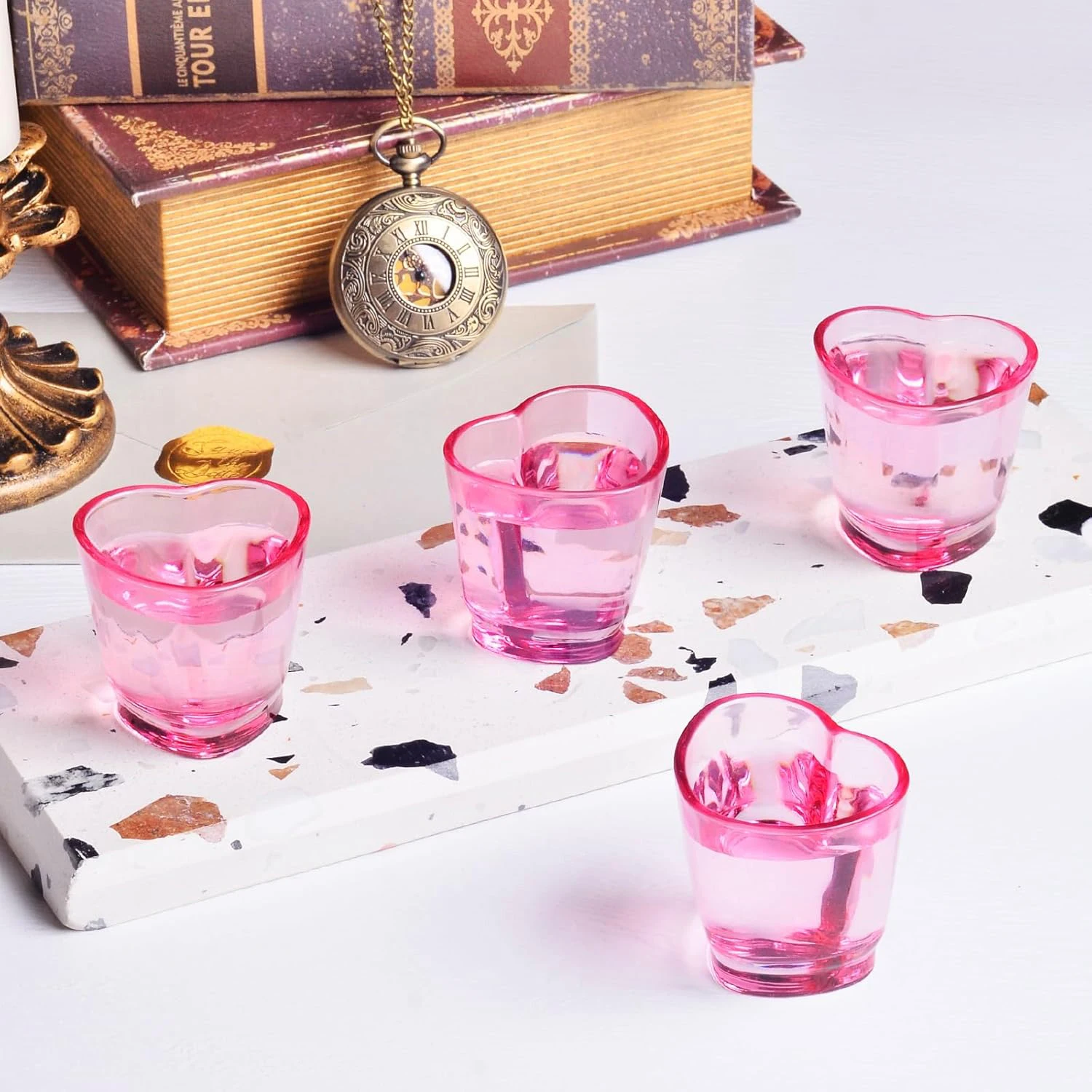 6-teiliges herzförmiges Kunststoff-Gläser-Set/Rosa Kunststoffbecher ist nicht zerbrechlich/Valentinstag-Party-Dekorationszubehör/Soju-Schnapsgläser – Detail 4