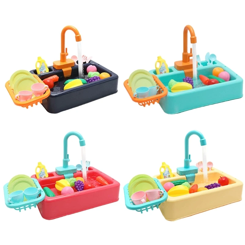 Kitchen Toy Sink Toy Dishwasher Playing Toy With Running Water Dish Wash Toy PlayHouse Toy Role-playing Toy D5QF