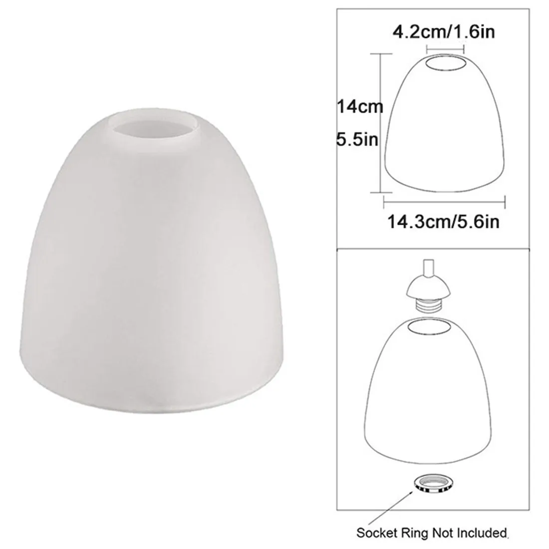 Bell Shaped Glass Shade Frosted Style Glass Shades Replacement for E27 E26 Ceiling Fan Light Wall Light and Pendant Lamp