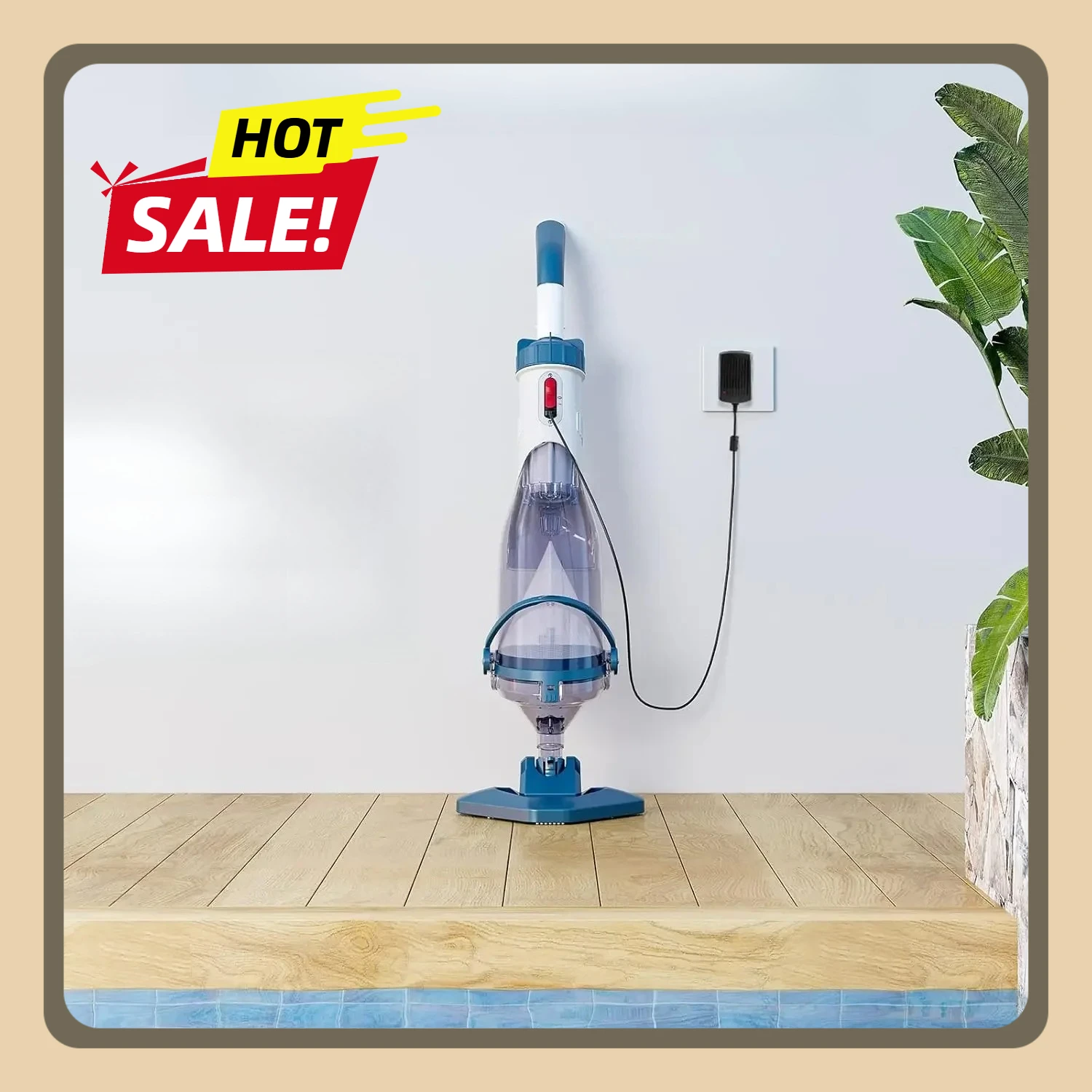 

Pool Vacuum Running time up to 1H with a Telescopic Pole, T403 Handheld Rechargeable Pool Cleaner for Above Ground Pool