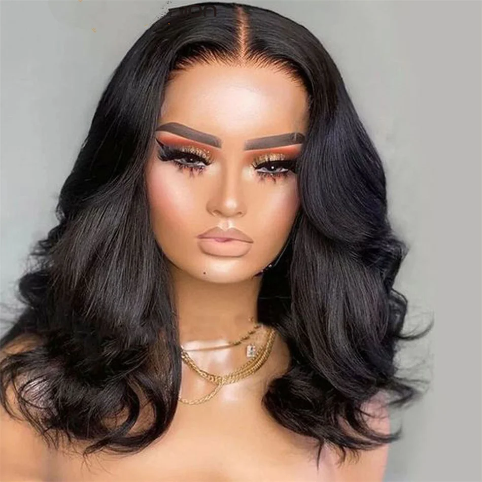 Body Wave 13x4 Lace Front Human Hair Wigs Body Wave Short Bob Wig Human Hair Pre Plucked Wig Wavy Human Hair Wigs For Women 180%