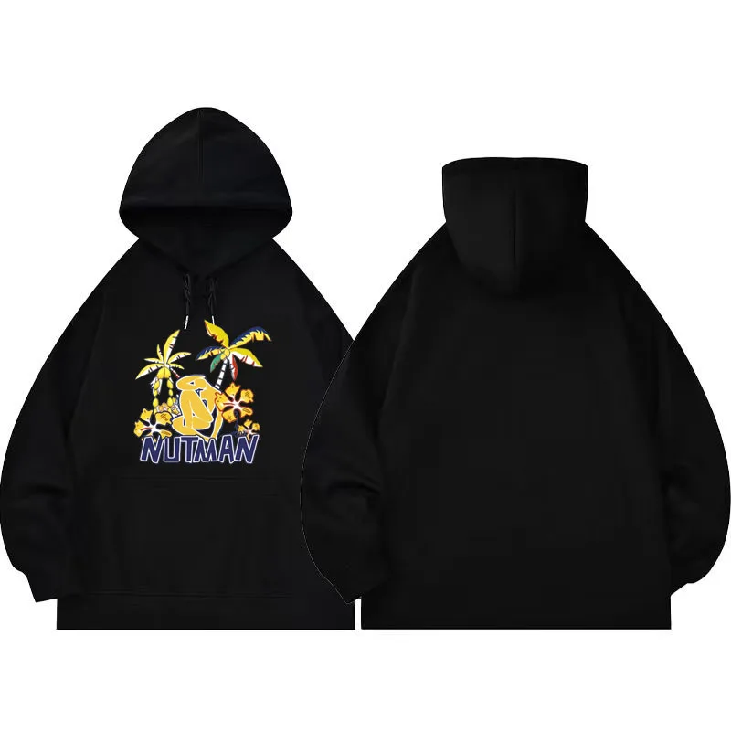 

2025 Fashion Heavy Weight 330G Hoodie Nut Coconut Tree Pattern Printed Casual Hoodie Sportswear