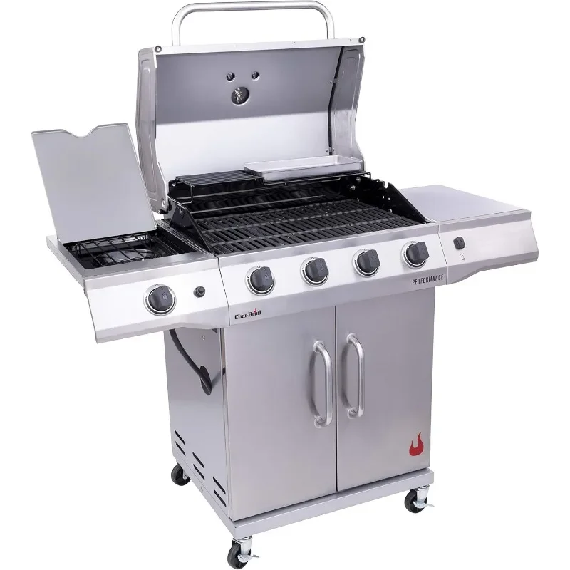 Char-Broil Performance Series Convective 4-Burner with Side Burner Cabinet Propane Gas Grill, Stainless Steel - 463354021