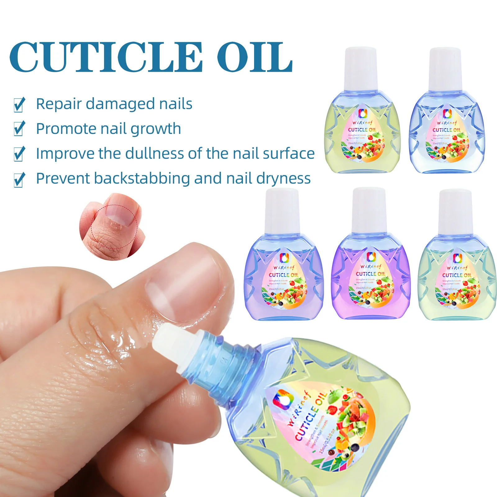 Aceite nutritivo para uñas, 15ml, aceite afrutado para el cuidado de las uñas, aceite de regeneración de cutículas, producto nutritivo para el cuidado de la piel