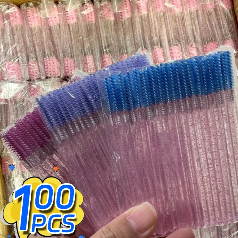 100PCS Crystal Disposable Eyelash Brushes Eyelashes Extension Tools Eyebrow Brush Mascara Wands Applicator Eye Lashes Cosmetics