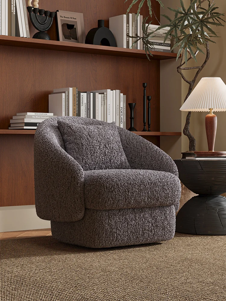 

Cream antique solid wood teddy velvet designer leisure chair Internet celebrity bed and breakfast wine single sofa chair
