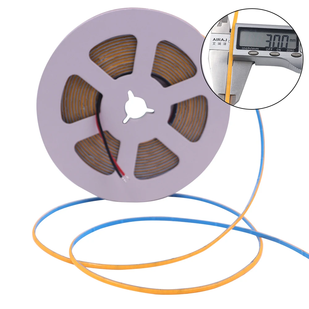 

Светодиодная лента 3 мм COB 12 в 24 В, ультратонкая светодиодная лента COB светильник 384 светодиодов/м CRI90, высокая яркость, гибкая светодиодная лента для шкафа, домашней подсветки