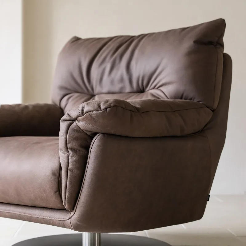 Engineering soft decoration supporting batch rotating single sofa, leather art package feeling lazy sofa