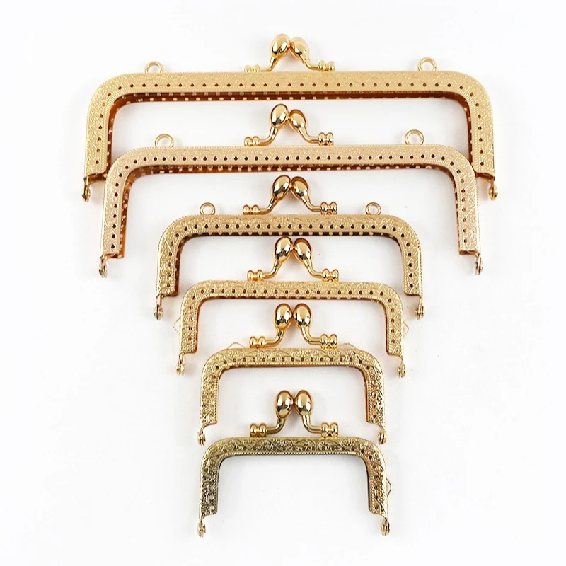 5/10Pcs 8.5-20cm Metal Embossed Kiss Lock Clasp Sew in Purse Frame for Coin Clutch Handbag Bag Making Leather Craft Accessories