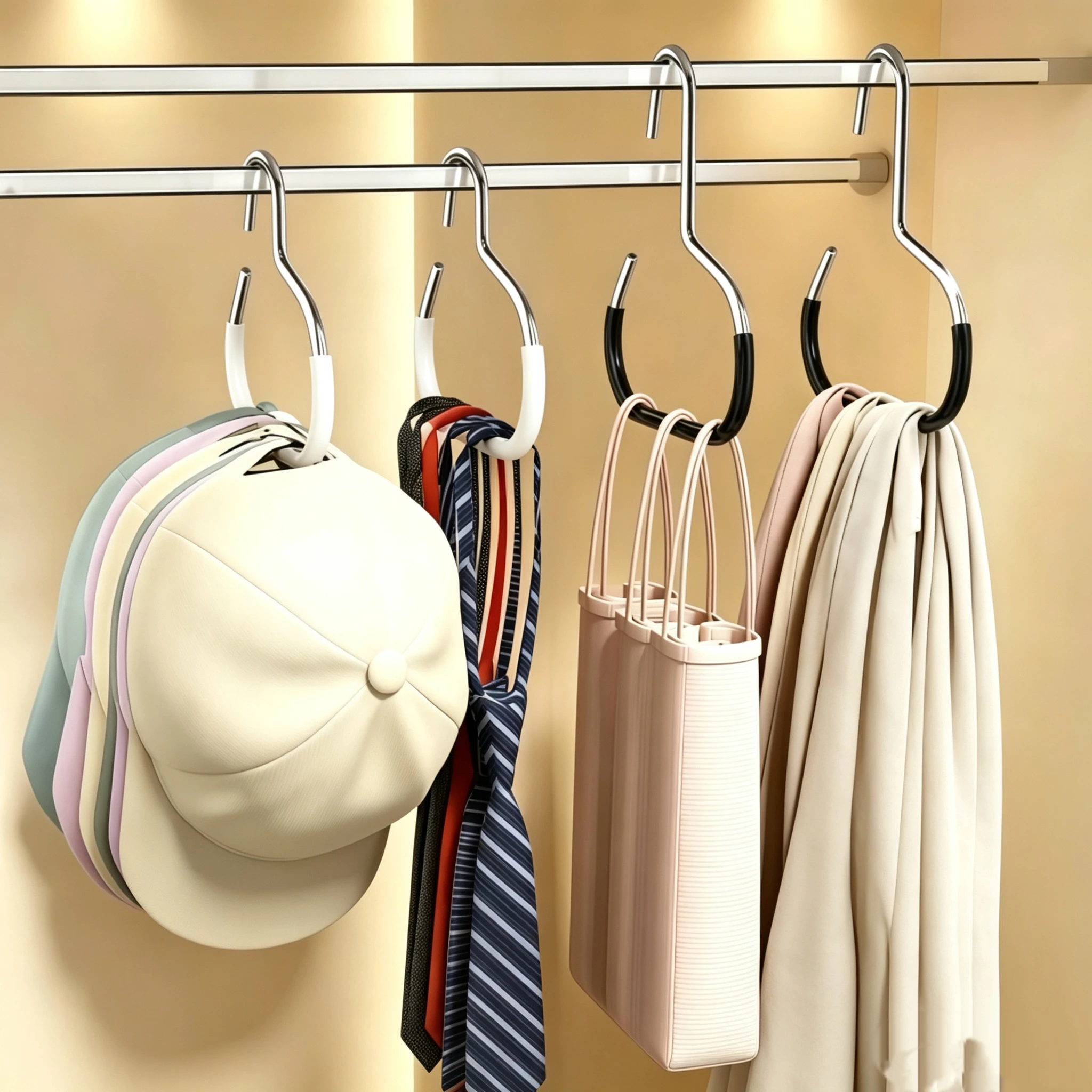 Lot de 5 supports muraux antidérapants en acier inoxydable pour casquettes de baseball – Organisateur de rangement pour chapeaux