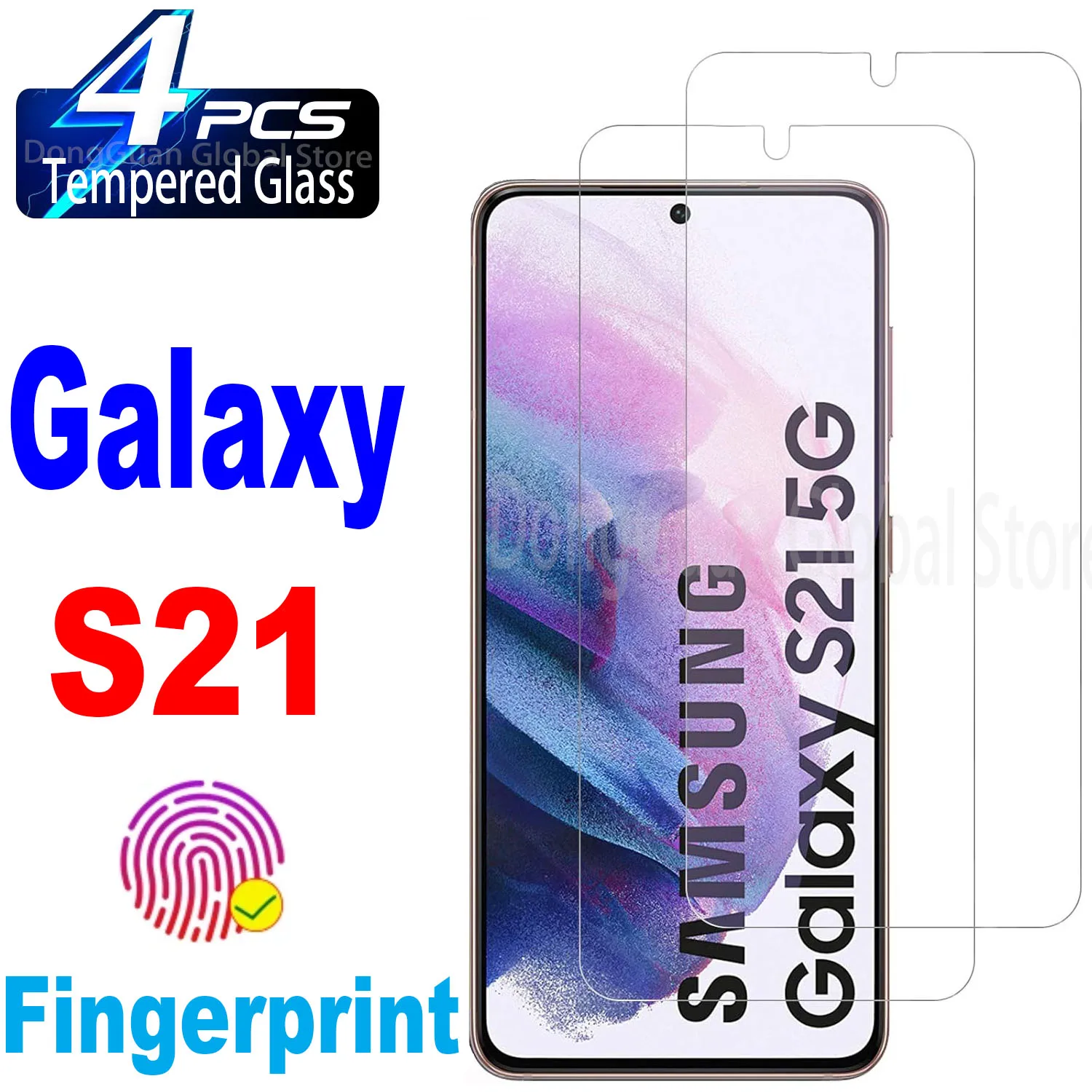 

1/4Pcs 0.2mm Tempered Glass For Samsung Galaxy S21 Fingerprint Unlock Screen Protector Glass Film