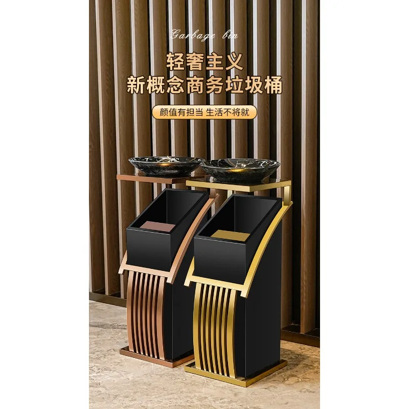 Hotel lobby stainless steel trash can commercial office building vertical elevator corridor KTV sanitary bucket with ashtray